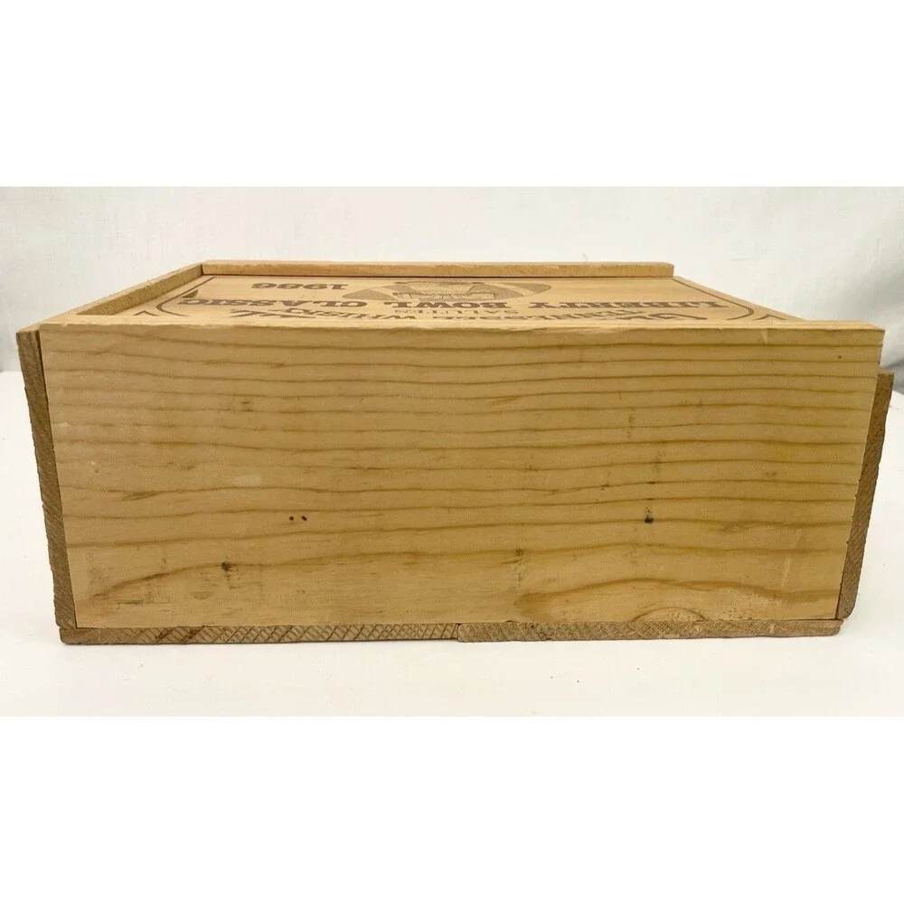 VTG George Dickel Tennessee Whisky Liberty Bowl Classic Empty Wood  Lid Box 1986